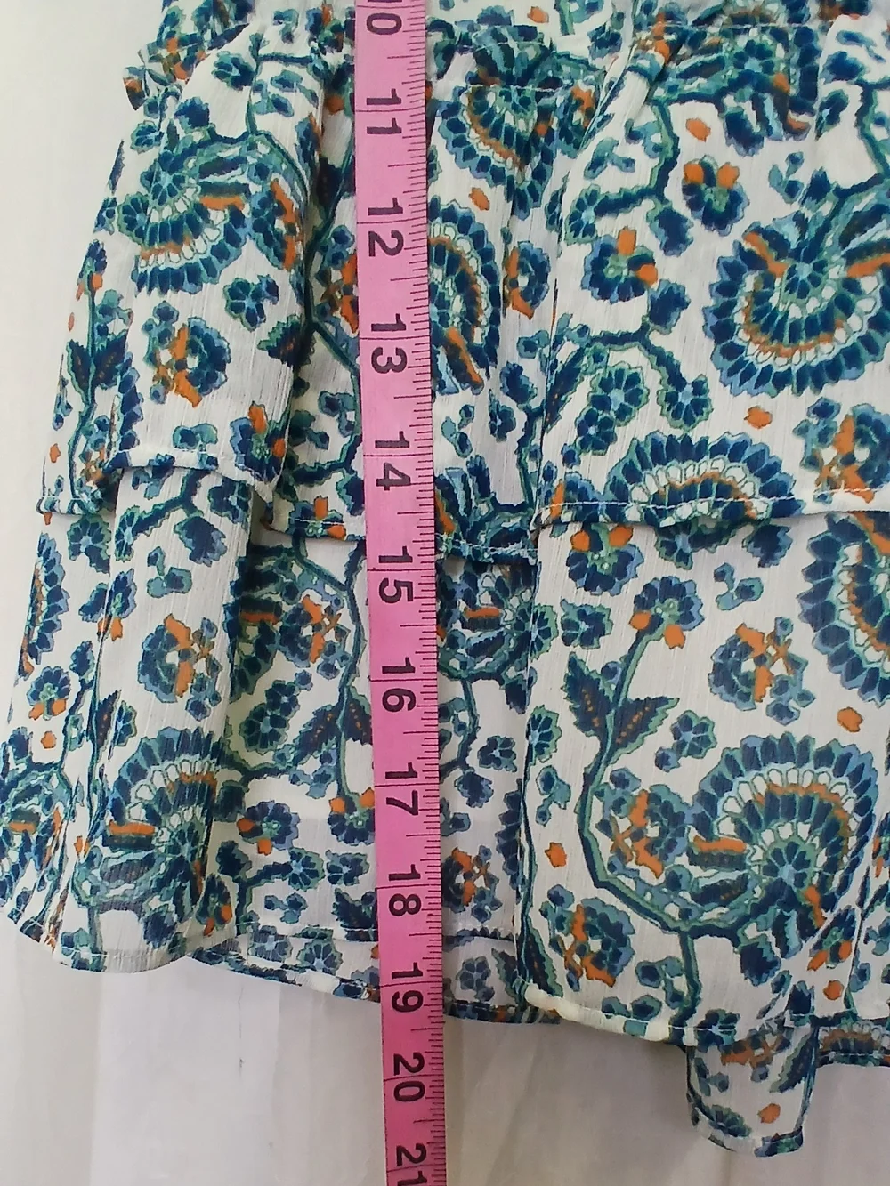 J. Crew White and Blue Floral Tiered Shorts